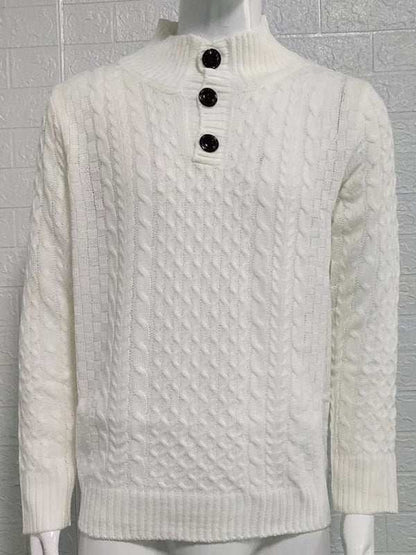 Chic Men's Slim Fit Half Turtleneck Knitted Sweater - Solid Color Comfort for Autumn-Winter Style - MENLL