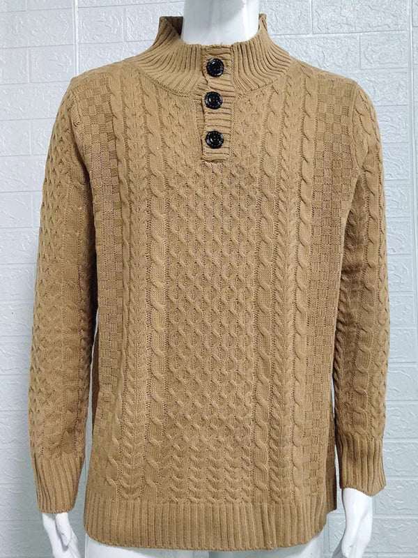 Chic Men's Slim Fit Half Turtleneck Knitted Sweater - Solid Color Comfort for Autumn-Winter Style - MENLL