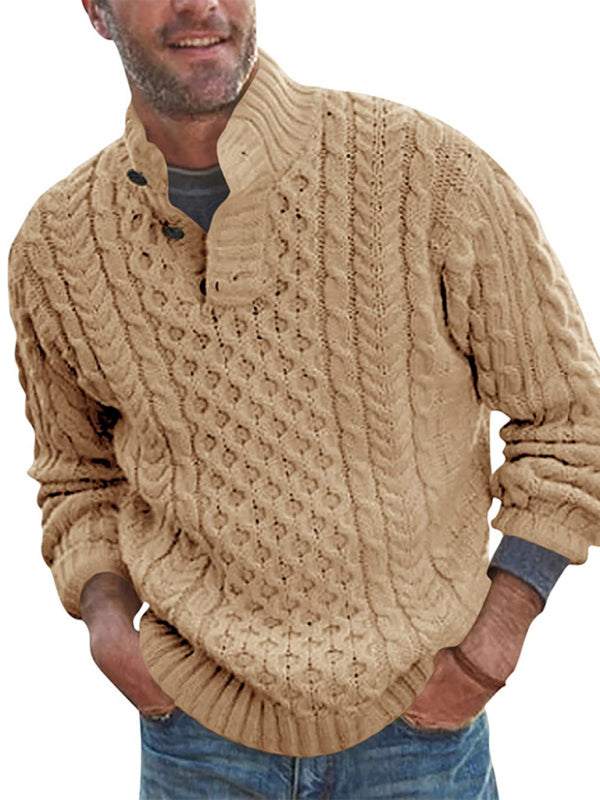 Chic Men's Slim Fit Half Turtleneck Knitted Sweater - Solid Color Comfort for Autumn-Winter Style - MENLL