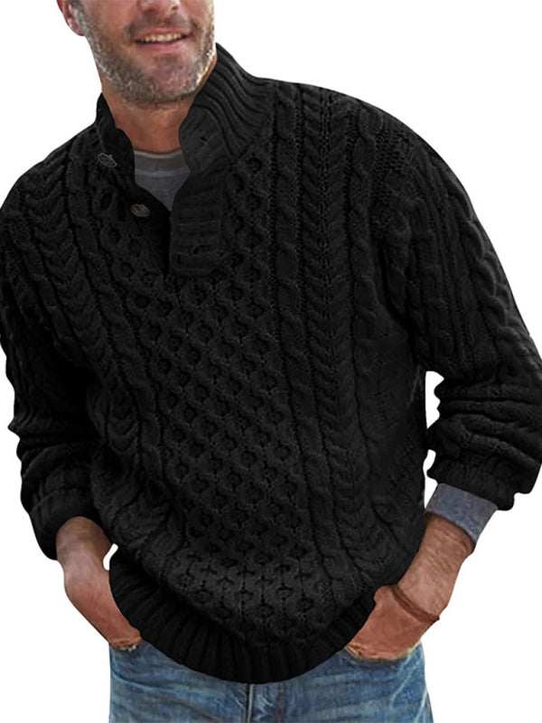 Chic Men's Slim Fit Half Turtleneck Knitted Sweater - Solid Color Comfort for Autumn-Winter Style - MENLL