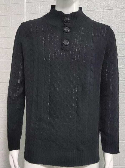 Chic Men's Slim Fit Half Turtleneck Knitted Sweater - Solid Color Comfort for Autumn-Winter Style - MENLL