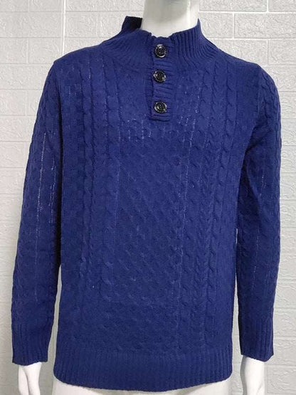 Chic Men's Slim Fit Half Turtleneck Knitted Sweater - Solid Color Comfort for Autumn-Winter Style - MENLL
