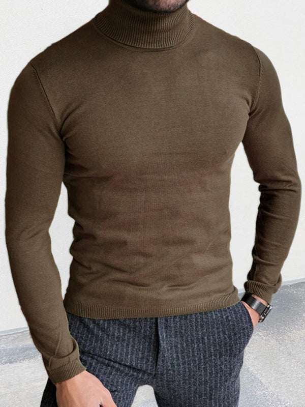 Sleek Slim-Fit Men's Turtleneck Pullover - Cozy Autumn-Winter Essential - MENLL