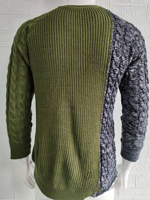 Chic Men's Slim-Fit Knitted Sweater with Round Neck - Perfect for Autumn-Winter Style - MENLL