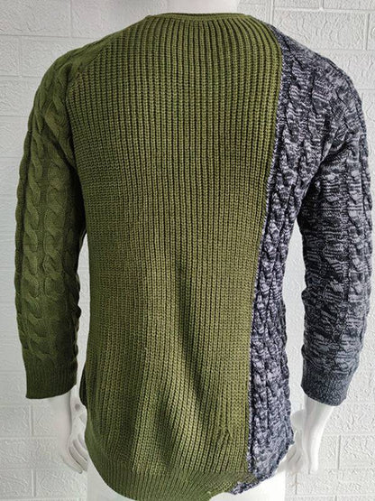Chic Men's Slim-Fit Knitted Sweater with Round Neck - Perfect for Autumn-Winter Style - MENLL