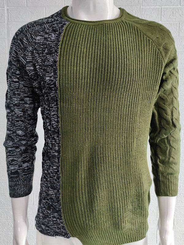 Chic Men's Slim-Fit Knitted Sweater with Round Neck - Perfect for Autumn-Winter Style - MENLL