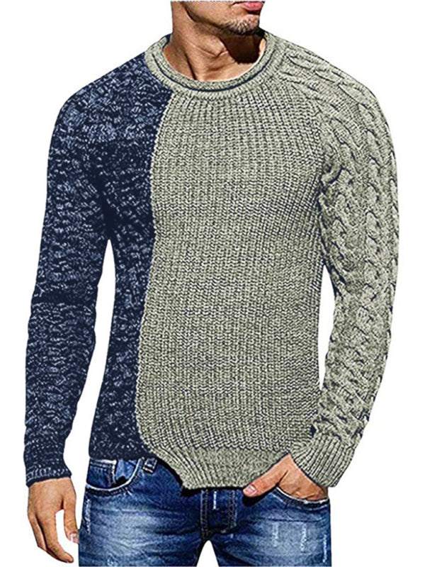 Chic Men's Slim-Fit Knitted Sweater with Round Neck - Perfect for Autumn-Winter Style - MENLL