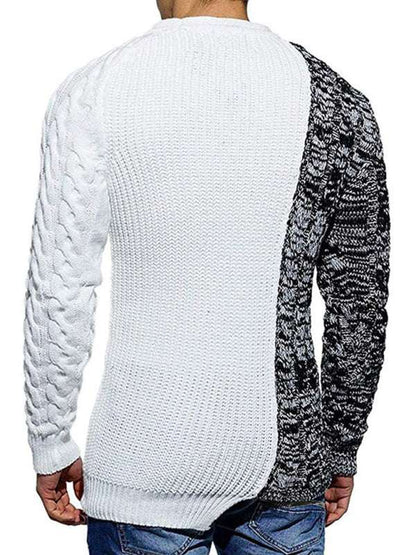 Chic Men's Slim-Fit Knitted Sweater with Round Neck - Perfect for Autumn-Winter Style - MENLL