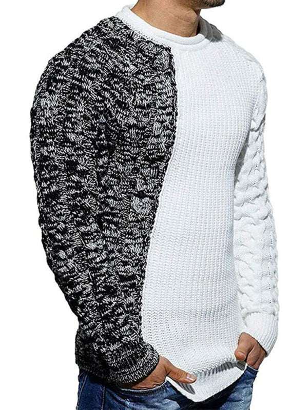 Chic Men's Slim-Fit Knitted Sweater with Round Neck - Perfect for Autumn-Winter Style - MENLL