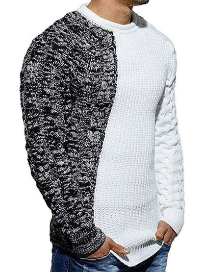 Chic Men's Slim-Fit Knitted Sweater with Round Neck - Perfect for Autumn-Winter Style - MENLL
