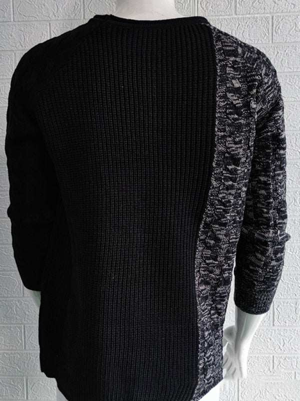 Chic Men's Slim-Fit Knitted Sweater with Round Neck - Perfect for Autumn-Winter Style - MENLL