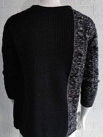 Chic Men's Slim-Fit Knitted Sweater with Round Neck - Perfect for Autumn-Winter Style - MENLL