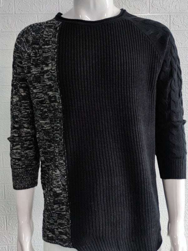 Chic Men's Slim-Fit Knitted Sweater with Round Neck - Perfect for Autumn-Winter Style - MENLL