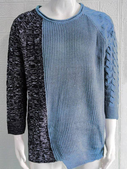 Chic Men's Slim-Fit Knitted Sweater with Round Neck - Perfect for Autumn-Winter Style - MENLL