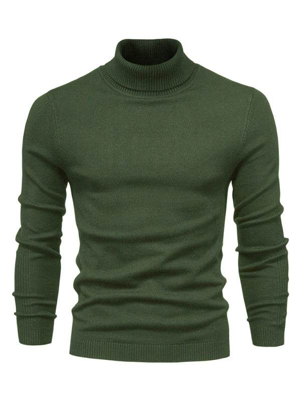 Cozy casual turtleneck pullover sweater for men in green, perfect spring-summer knitwear.