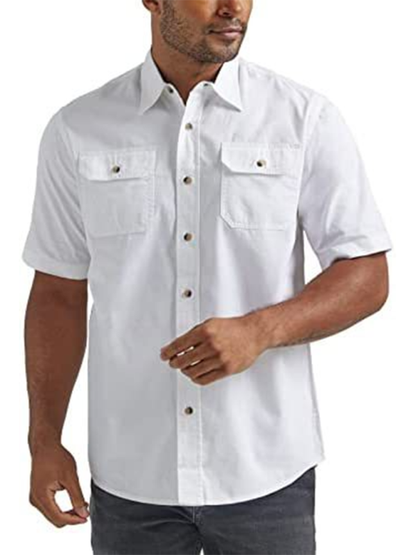 Effortlessly Stylish Men's Solid Cotton Short Sleeve Shirt for Spring-Summer Vibes - MENLL