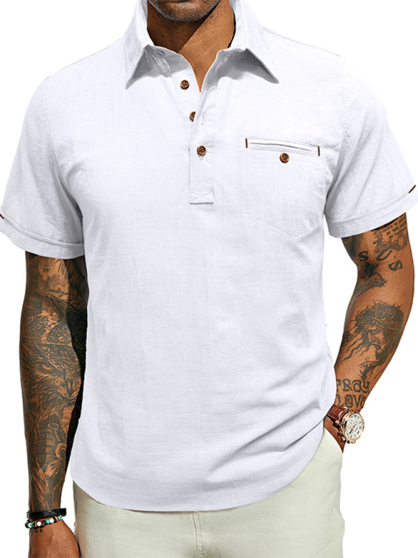 Luxe Linen Blend Short-Sleeve Casual Shirt for Men - Perfect for Spring-Summer Comfort - MENLL