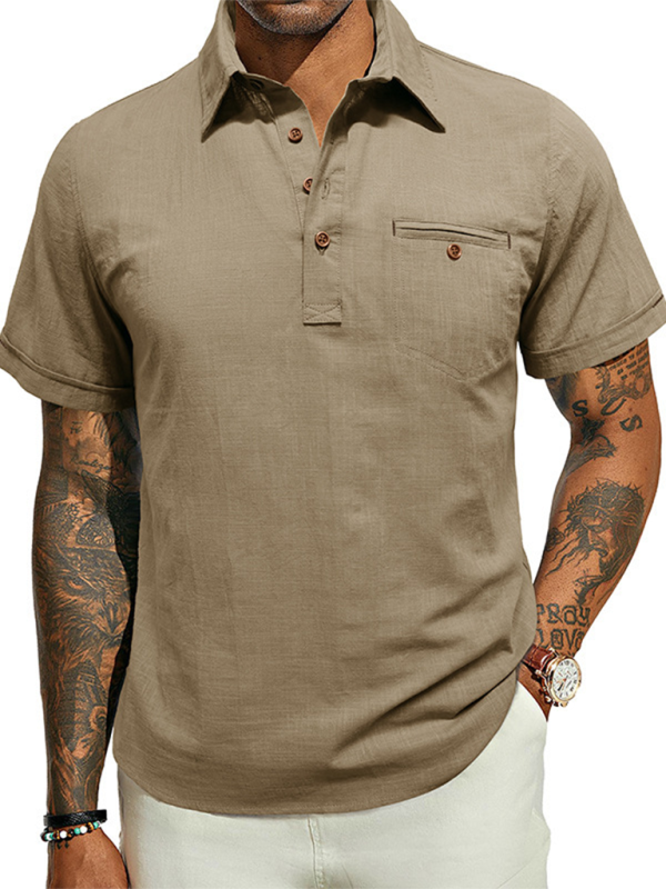 Luxe Linen Blend Short-Sleeve Casual Shirt for Men - Perfect for Spring-Summer Comfort - MENLL