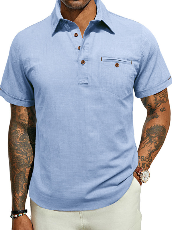 Luxe Linen Blend Short-Sleeve Casual Shirt for Men - Perfect for Spring-Summer Comfort - MENLL