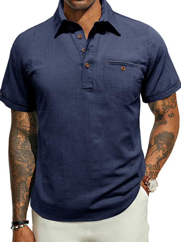 Luxe Linen Blend Short-Sleeve Casual Shirt for Men - Perfect for Spring-Summer Comfort - MENLL