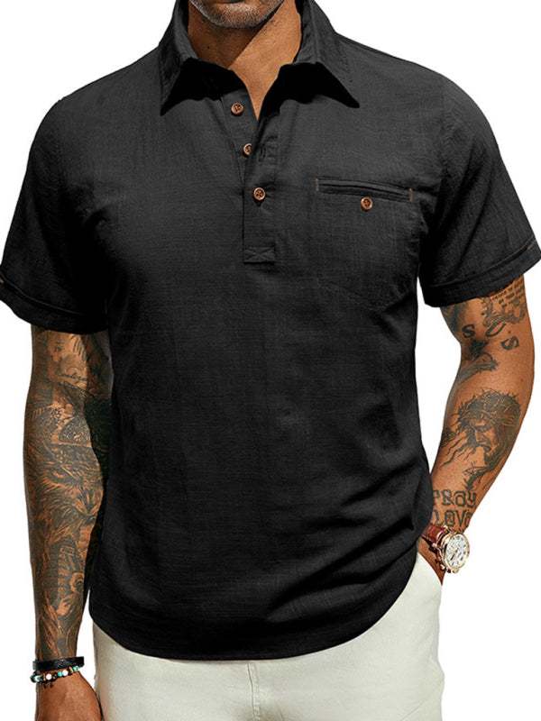 Luxe Linen Blend Short-Sleeve Casual Shirt for Men - Perfect for Spring-Summer Comfort - MENLL