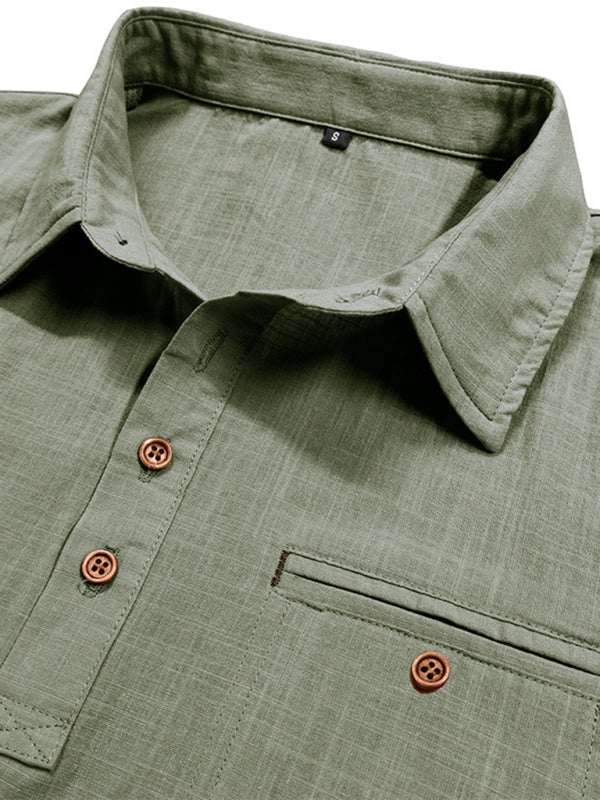 Luxe Linen Blend Short-Sleeve Casual Shirt for Men - Perfect for Spring-Summer Comfort - MENLL