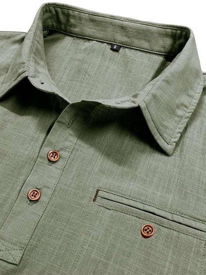 Luxe Linen Blend Short-Sleeve Casual Shirt for Men - Perfect for Spring-Summer Comfort - MENLL