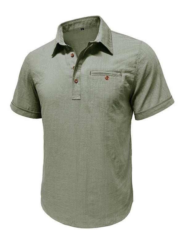 Luxe Linen Blend Short-Sleeve Casual Shirt for Men - Perfect for Spring-Summer Comfort - MENLL
