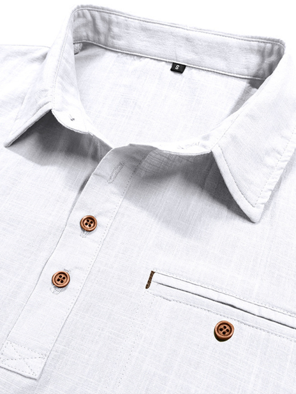Luxe Linen Blend Short-Sleeve Casual Shirt for Men - Perfect for Spring-Summer Comfort - MENLL