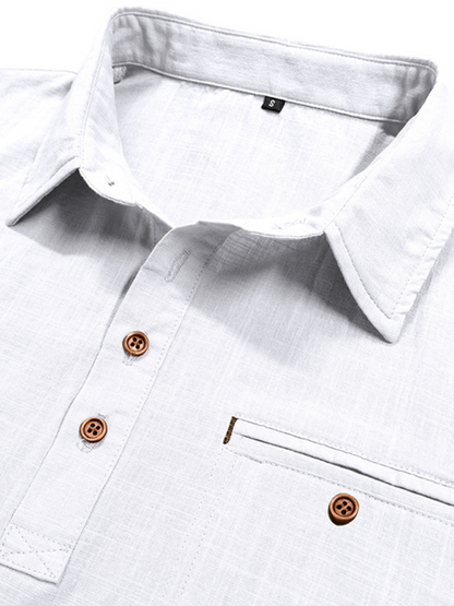 Luxe Linen Blend Short-Sleeve Casual Shirt for Men - Perfect for Spring-Summer Comfort - MENLL