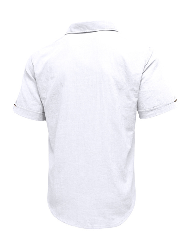 Luxe Linen Blend Short-Sleeve Casual Shirt for Men - Perfect for Spring-Summer Comfort - MENLL
