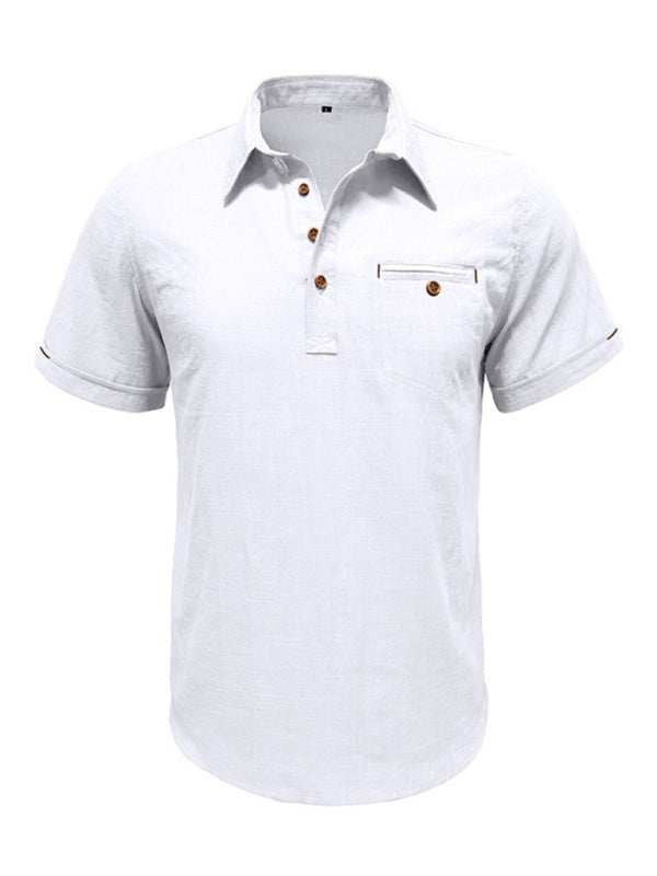 Luxe Linen Blend Short-Sleeve Casual Shirt for Men - Perfect for Spring-Summer Comfort - MENLL