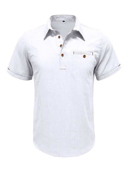 Luxe Linen Blend Short-Sleeve Casual Shirt for Men - Perfect for Spring-Summer Comfort - MENLL