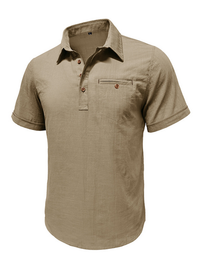 Luxe Linen Blend Short-Sleeve Casual Shirt for Men - Perfect for Spring-Summer Comfort - MENLL