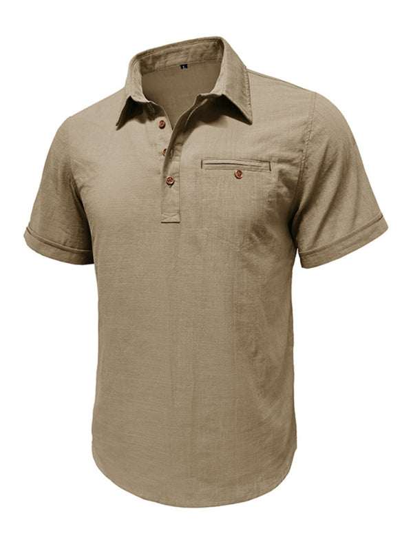 Luxe Linen Blend Short-Sleeve Casual Shirt for Men - Perfect for Spring-Summer Comfort - MENLL