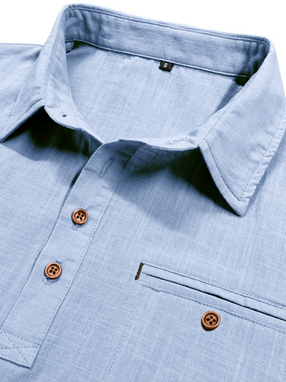 Luxe Linen Blend Short-Sleeve Casual Shirt for Men - Perfect for Spring-Summer Comfort - MENLL
