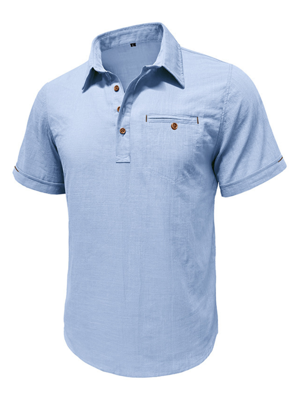 Luxe Linen Blend Short-Sleeve Casual Shirt for Men - Perfect for Spring-Summer Comfort - MENLL