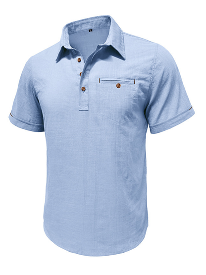 Luxe Linen Blend Short-Sleeve Casual Shirt for Men - Perfect for Spring-Summer Comfort - MENLL