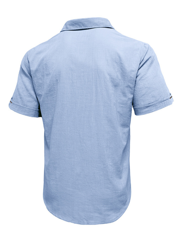 Luxe Linen Blend Short-Sleeve Casual Shirt for Men - Perfect for Spring-Summer Comfort - MENLL