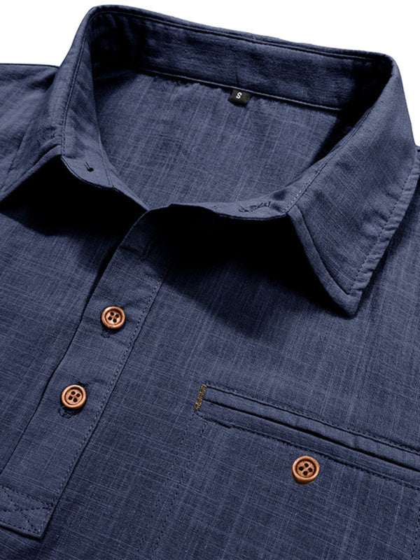 Luxe Linen Blend Short-Sleeve Casual Shirt for Men - Perfect for Spring-Summer Comfort - MENLL