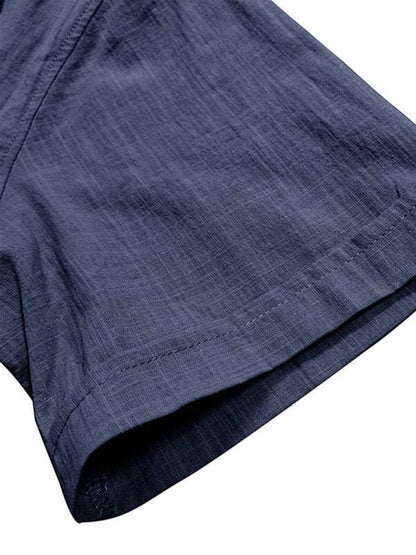 Luxe Linen Blend Short-Sleeve Casual Shirt for Men - Perfect for Spring-Summer Comfort - MENLL