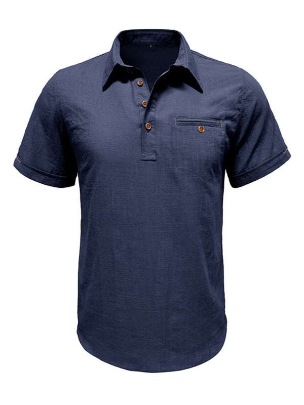 Luxe Linen Blend Short-Sleeve Casual Shirt for Men - Perfect for Spring-Summer Comfort - MENLL