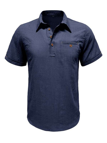 Luxe Linen Blend Short-Sleeve Casual Shirt for Men - Perfect for Spring-Summer Comfort - MENLL