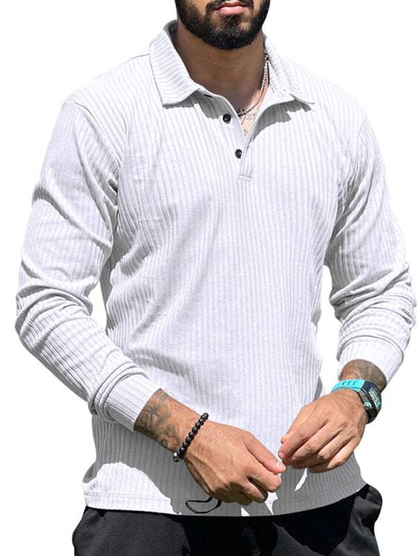 Sleek Men's Slim Fit Long Sleeve Polo T-Shirt - Sporty Lapel Style for Effortless Confidence - MENLL