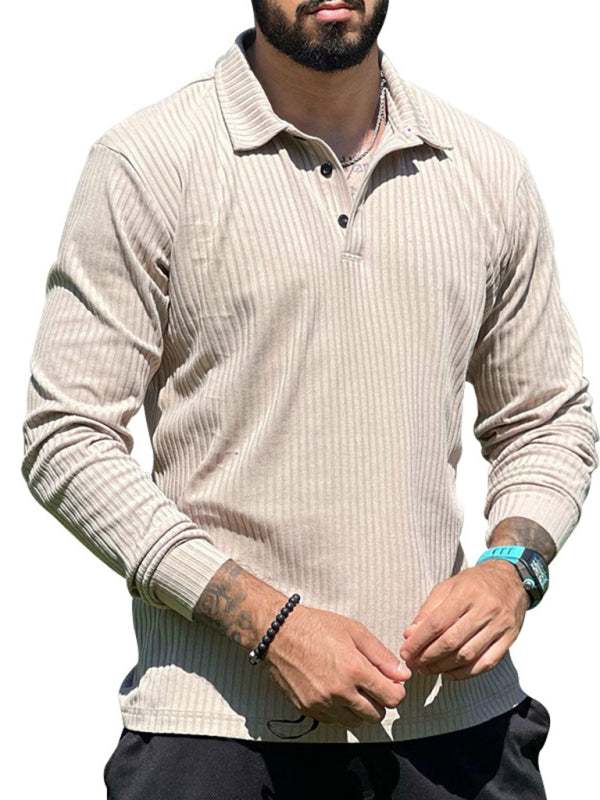 Sleek Men's Slim Fit Long Sleeve Polo T-Shirt - Sporty Lapel Style for Effortless Confidence - MENLL