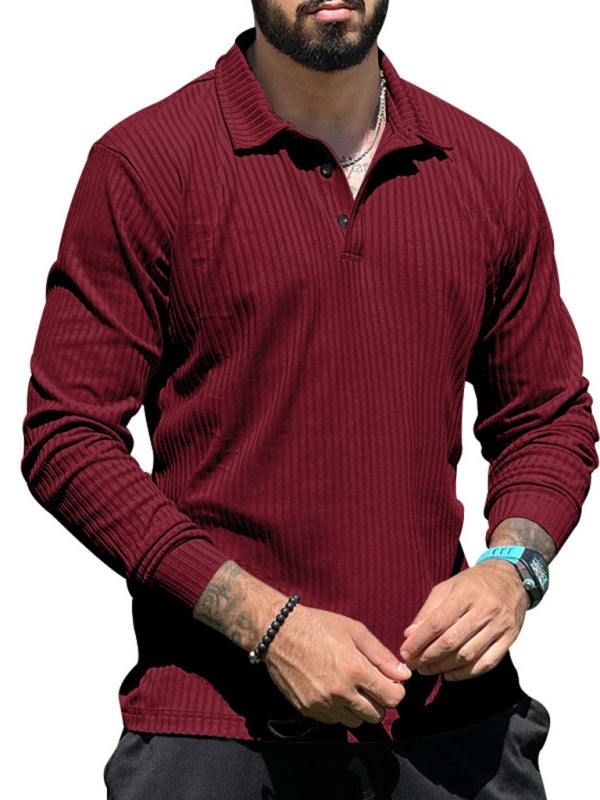 Sleek Men's Slim Fit Long Sleeve Polo T-Shirt - Sporty Lapel Style for Effortless Confidence - MENLL