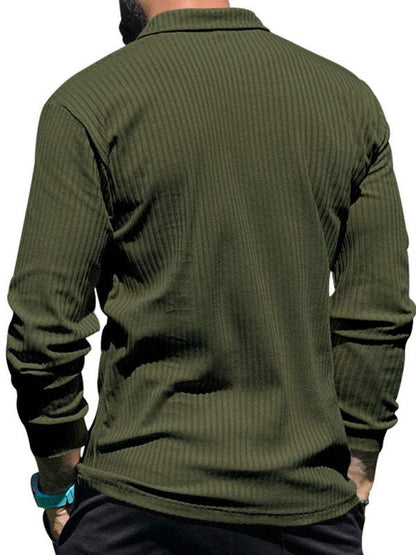Sleek Men's Slim Fit Long Sleeve Polo T-Shirt - Sporty Lapel Style for Effortless Confidence - MENLL