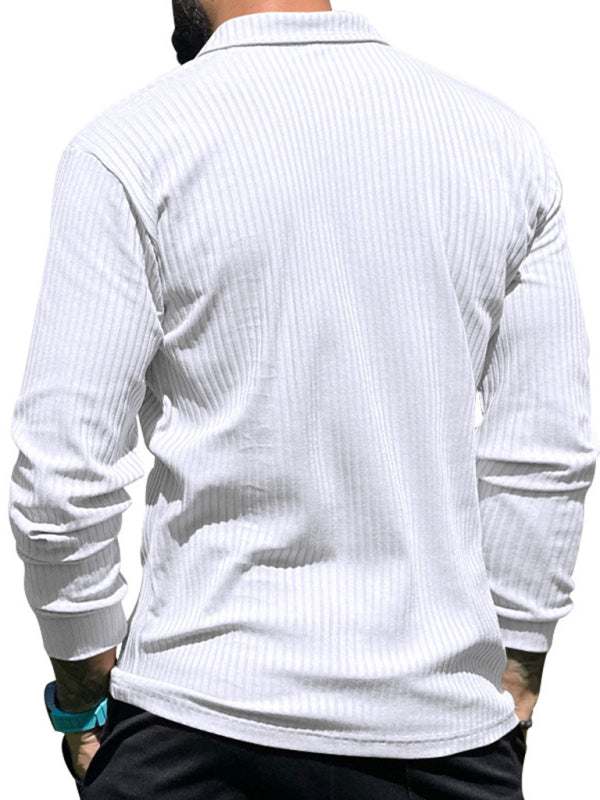 Sleek Men's Slim Fit Long Sleeve Polo T-Shirt - Sporty Lapel Style for Effortless Confidence - MENLL