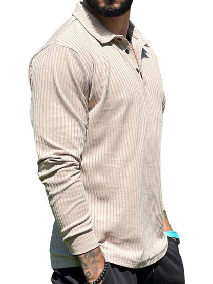 Sleek Men's Slim Fit Long Sleeve Polo T-Shirt - Sporty Lapel Style for Effortless Confidence - MENLL