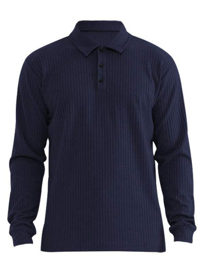 Sleek Men's Slim Fit Long Sleeve Polo T-Shirt - Sporty Lapel Style for Effortless Confidence - MENLL